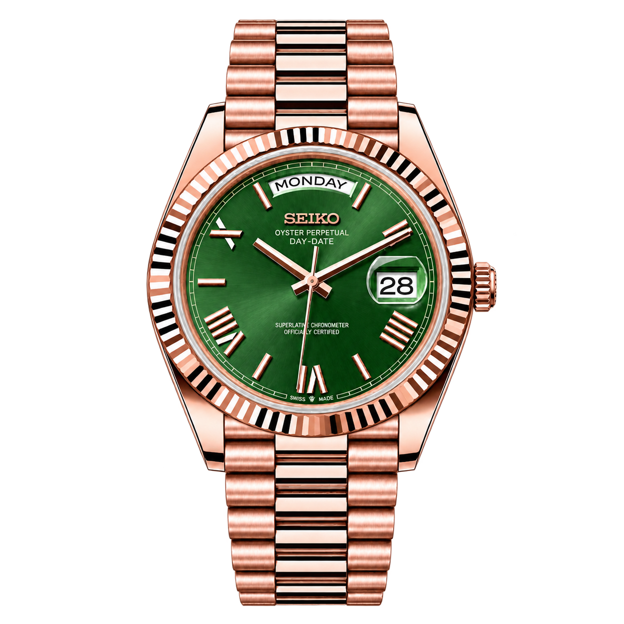 Seiko Day-Date Olive Green Rose Gold