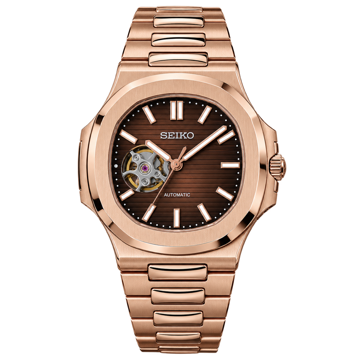 Seiko Nautilus Rose Gold Open Heart